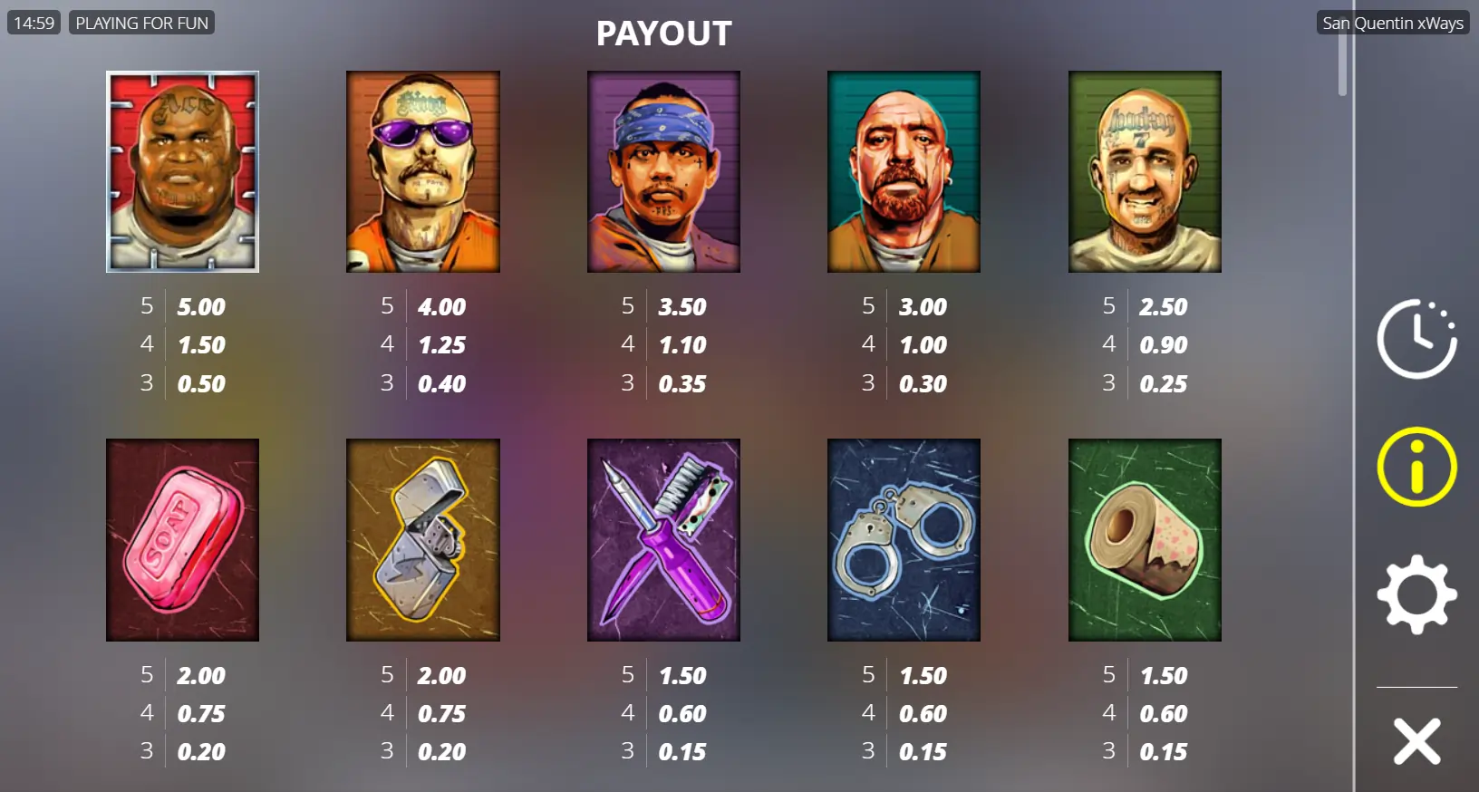 Símbolos y Tabla de Pagos simbolos-de san-quentin-xways